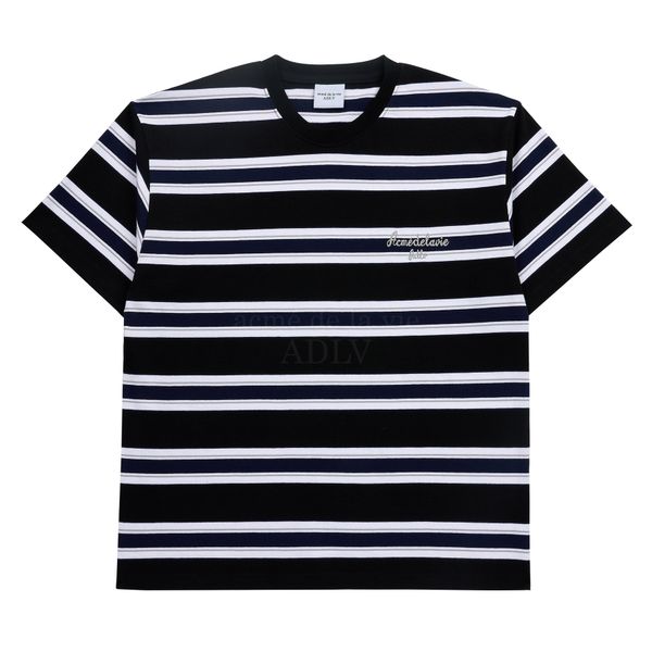  Áo thun - Acmé de la vie - SCRIPT LOGO STRIPE SHORT SLEEVE T-SHIRT BLACK 