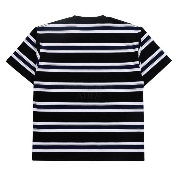  Áo thun - Acmé de la vie - SCRIPT LOGO STRIPE SHORT SLEEVE T-SHIRT BLACK 