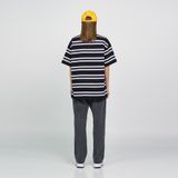  Áo thun - Acmé de la vie - SCRIPT LOGO STRIPE SHORT SLEEVE T-SHIRT BLACK 