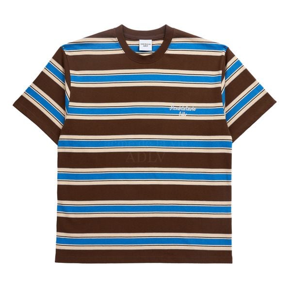  Áo thun - Acmé de la vie - SCRIPT LOGO STRIPE SHORT SLEEVE T-SHIRT BROWN 