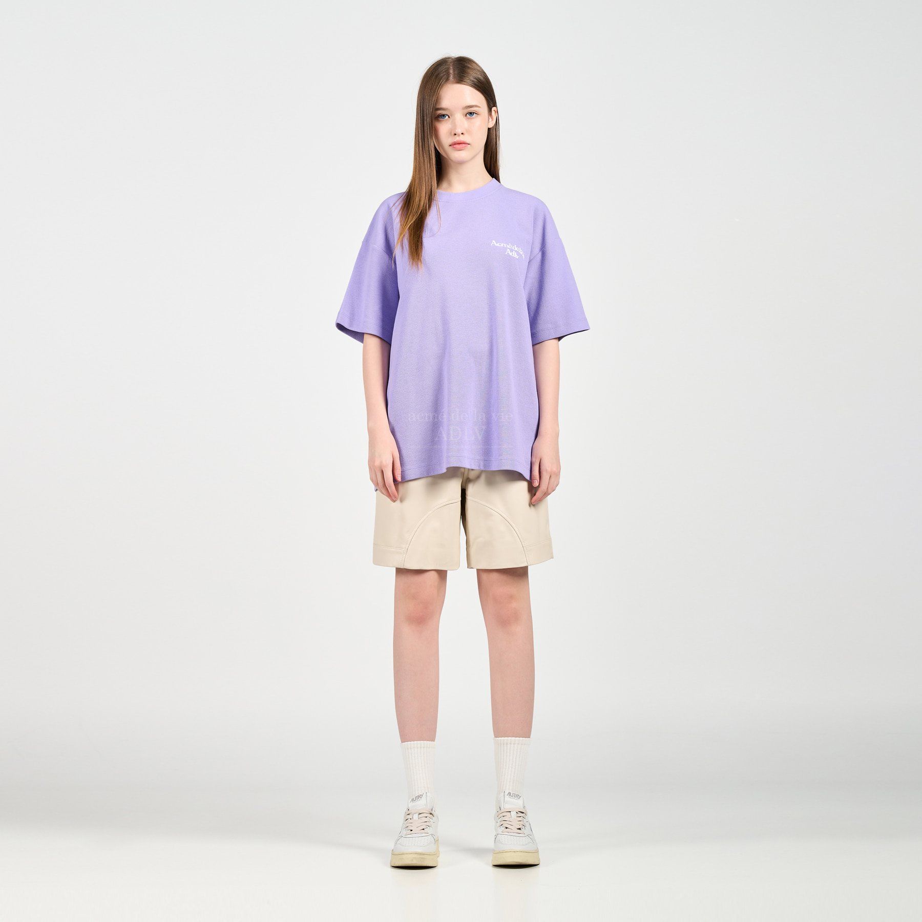  Áo thun - Acmé de la vie - ROUNDING LOGO WAFFLE SHORT SLEEVE T-SHIRT PURPLE 