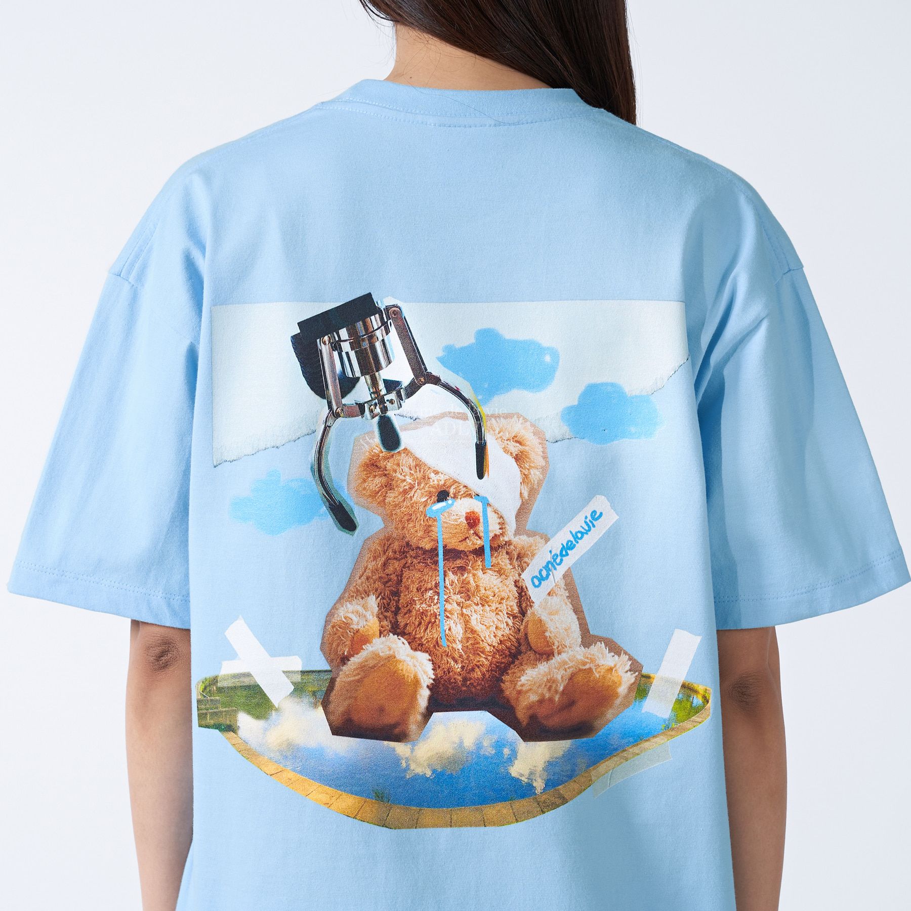  Áo thun - ADLV - Acmé de la vie - ADLV TEDDY BEAR DOLL COLLAGE SHORT SLEEVET-SHIRT SKY BLUE 