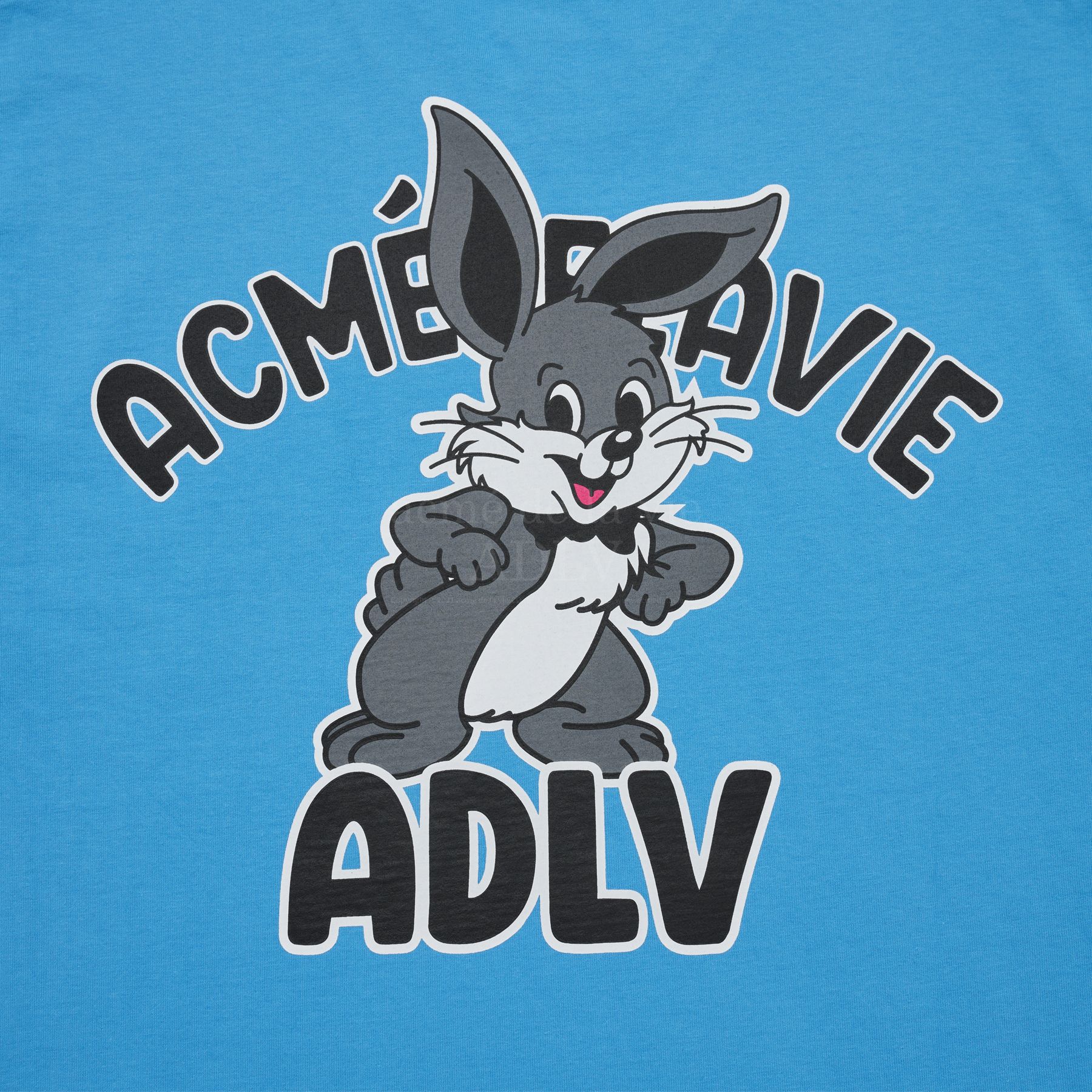 ■acme de la vie■ STRIPE RABBIT SHORT SLEEVE TSHIRT 5009496 acme de la vie Unisex Black Fuzzy Rabbit Short Sleeve Tee