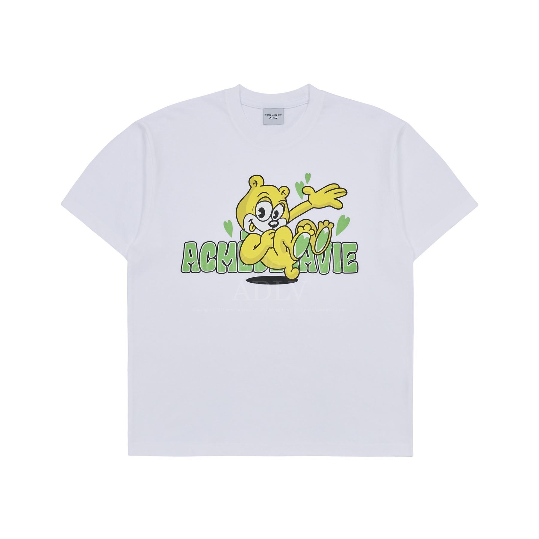  Áo thun - Acmé de la vie - ADLV RETRO HEART BEAR SHORT SLEEVE T-SHIRT WHITE 