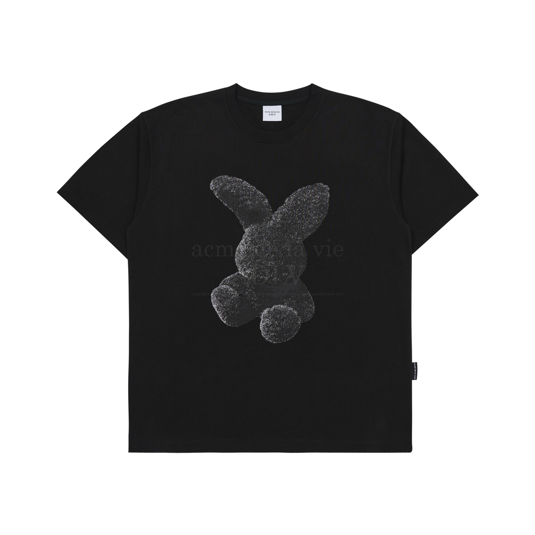  Áo thun - Acmé de la vie - ADLV BLACK FUZZY RABBIT SHORT SLEEVE T-SHIRT BLACK 