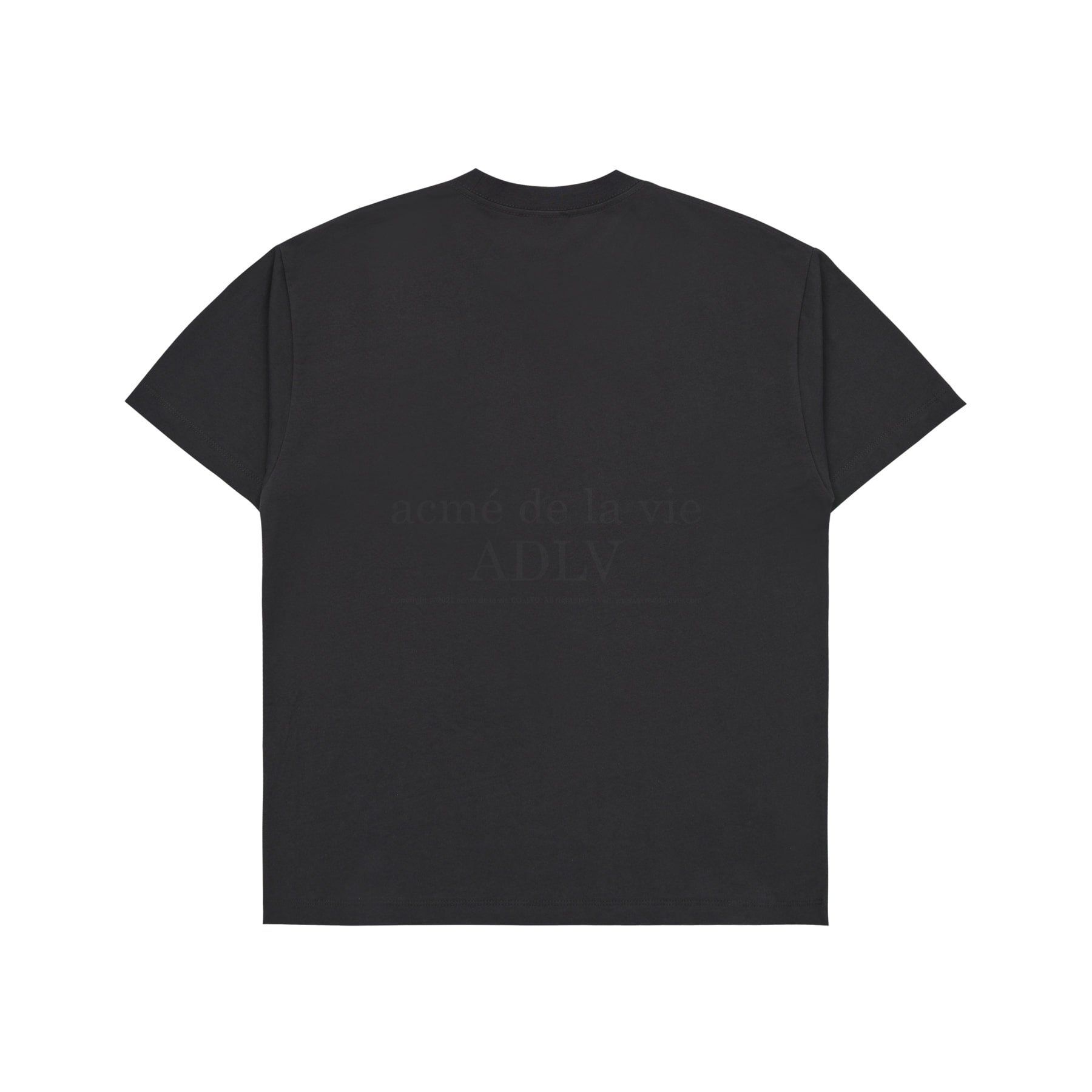  Áo thun - Acmé de la vie - ADLV A LOGO MONOGRAM EMBOSSING EMBROIDERY SHORT SLEEVE T-SHIRT CHARCOAL 