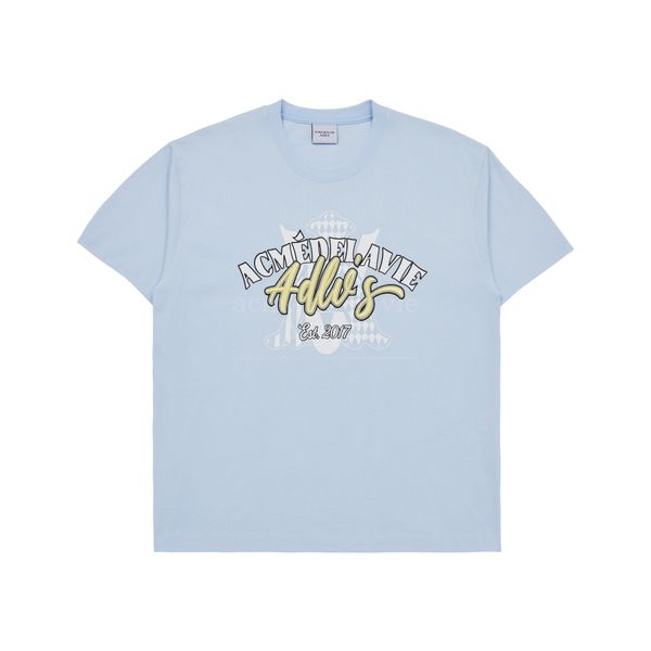  Áo thun - Acmé de la vie - ADLV A LOGO MONOGRAM EMBOSSING EMBROIDERY SHORT SLEEVE T-SHIRT SKY BLUE 