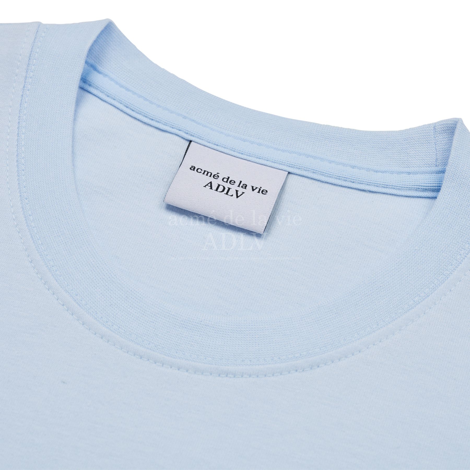  Áo thun - Acmé de la vie - ADLV A LOGO MONOGRAM EMBOSSING EMBROIDERY SHORT SLEEVE T-SHIRT SKY BLUE 