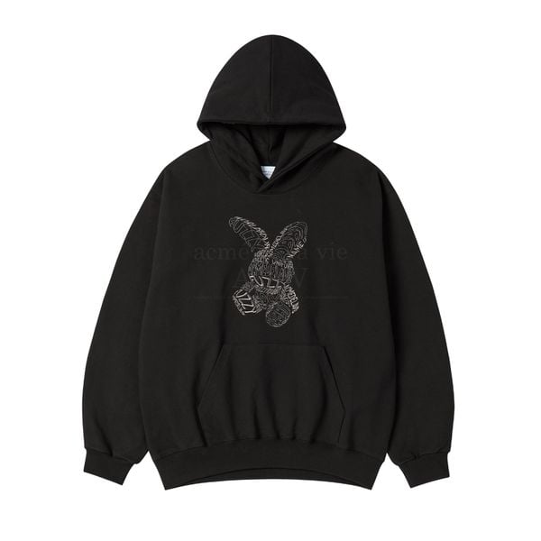 Áo Hoodie Acmé de la vie - ADLV Lettering Rabbit Black