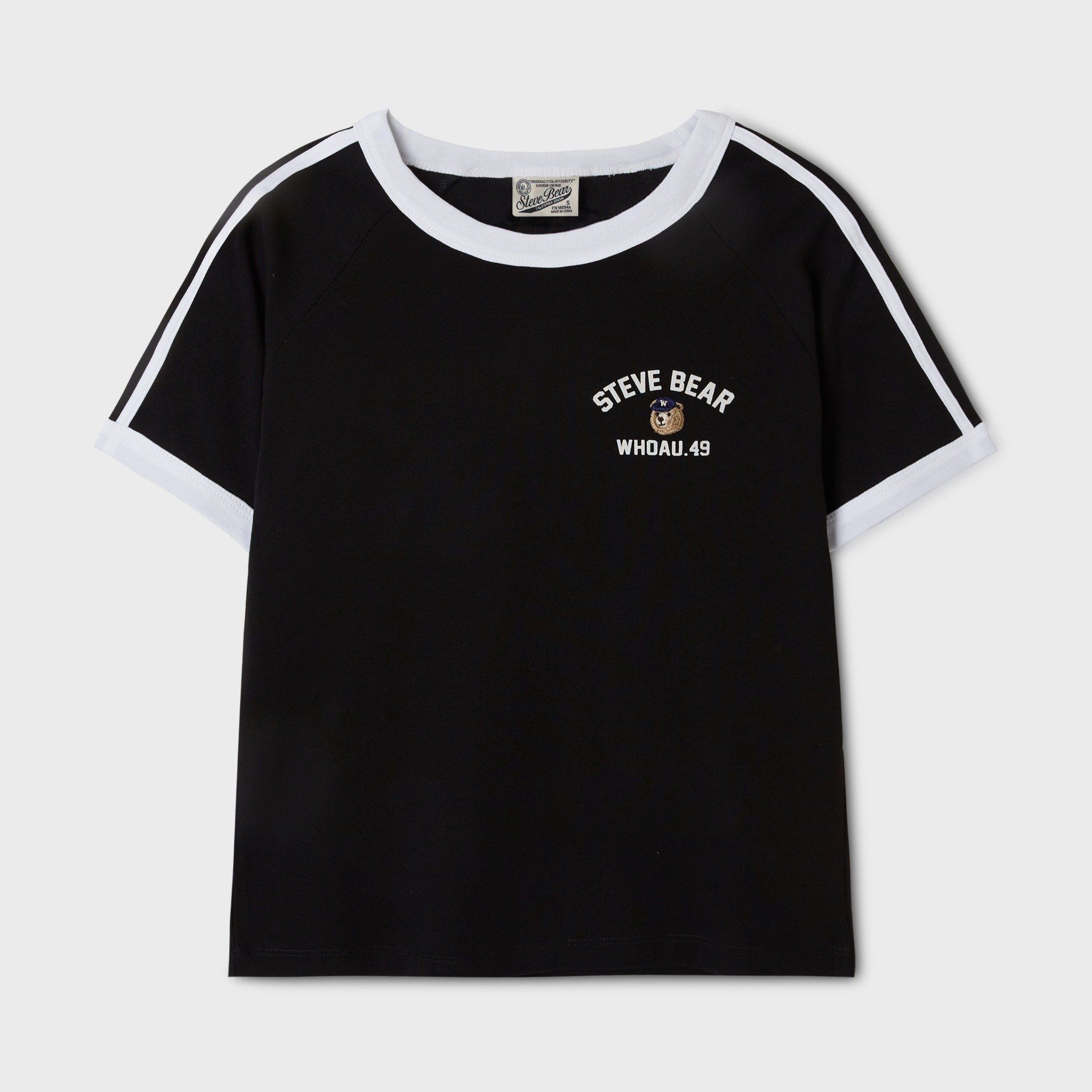  Áo Thun Crop WHOAU [Nữ] - Steve Track Line Ringer T-shirt - WHRAF3753F 