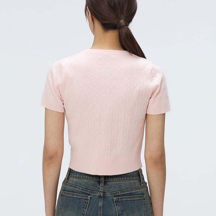  Áo Crop Cardigan WHOAU [Nữ] - (Woody) Cable Crop Cardigan - SPCKF24G51 