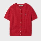  Áo Thun Len WHOAU [Nữ] - Steve R-neck Short Sleeve Cardigan Red - WHCKF2401F 