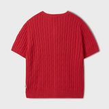  Áo Thun Len WHOAU [Nữ] - Steve R-neck Short Sleeve Cardigan Red - WHCKF2401F 