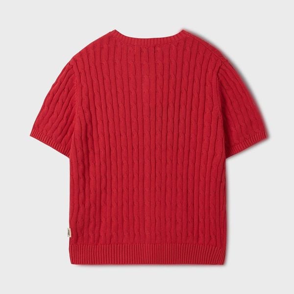  Áo Cardigan WHOAU [Nữ] - Steve R-neck Short Sleeve Cardigan Red - WHCKF2401F 