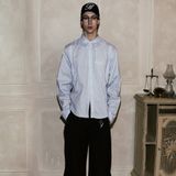  Áo Sơ Mi [Unisex] Badblood - Classic Logo Long Sleeve Shirt - Blue/Stripe - w-sht24-016 