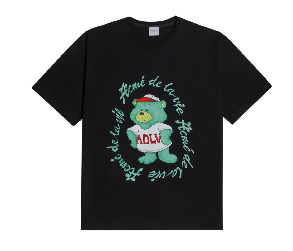  Áo thun - ADLV - Acmé de la vie - ADLV GREEN BEAR SHORT SLEEVE T-SHIRT BLACK 