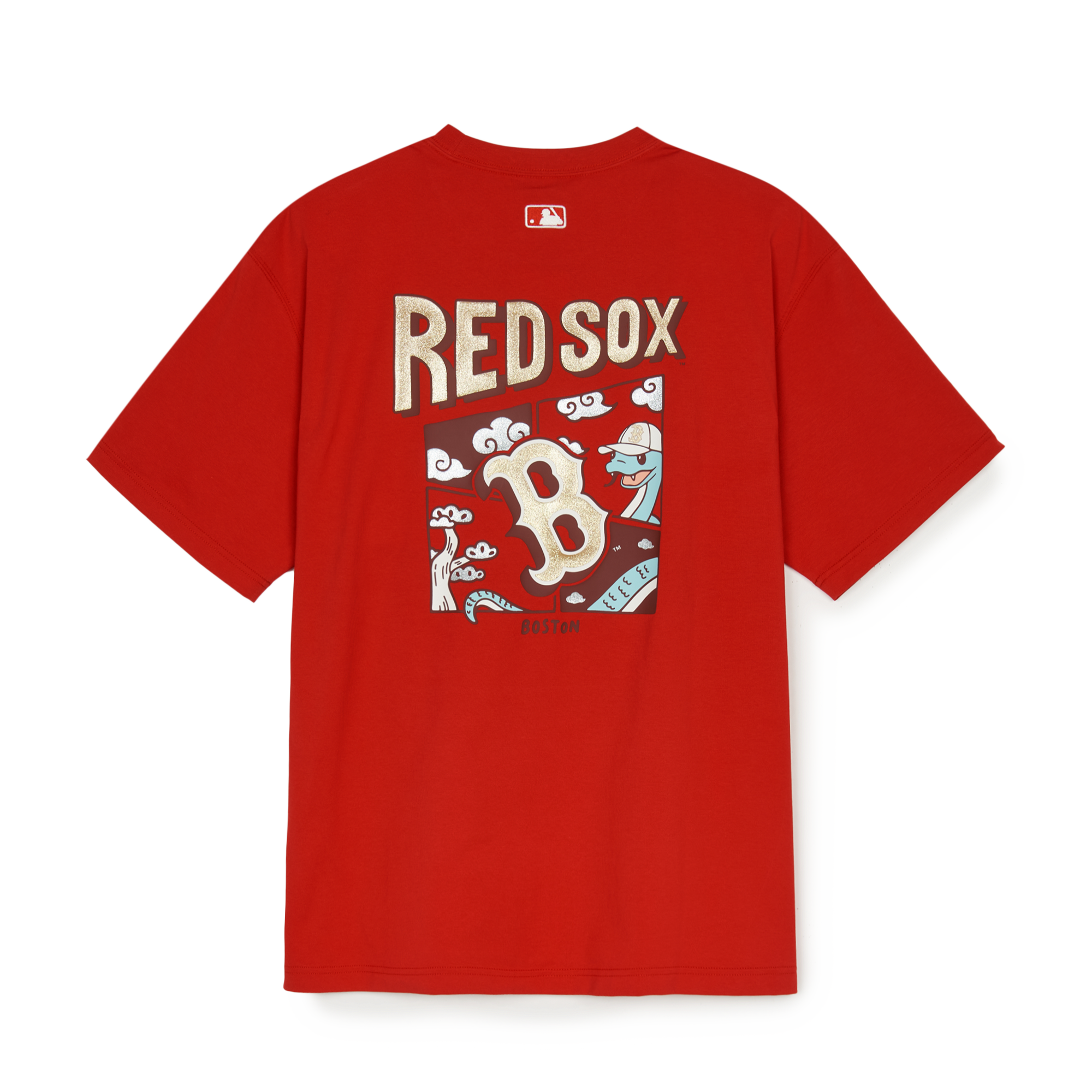  Áo thun MLB - NEW YEAR SNAKE CARTOON GRAPHIC OVERFIT NEW YORK YANKEES CREAM - 3ATSQ0251-50CRS 