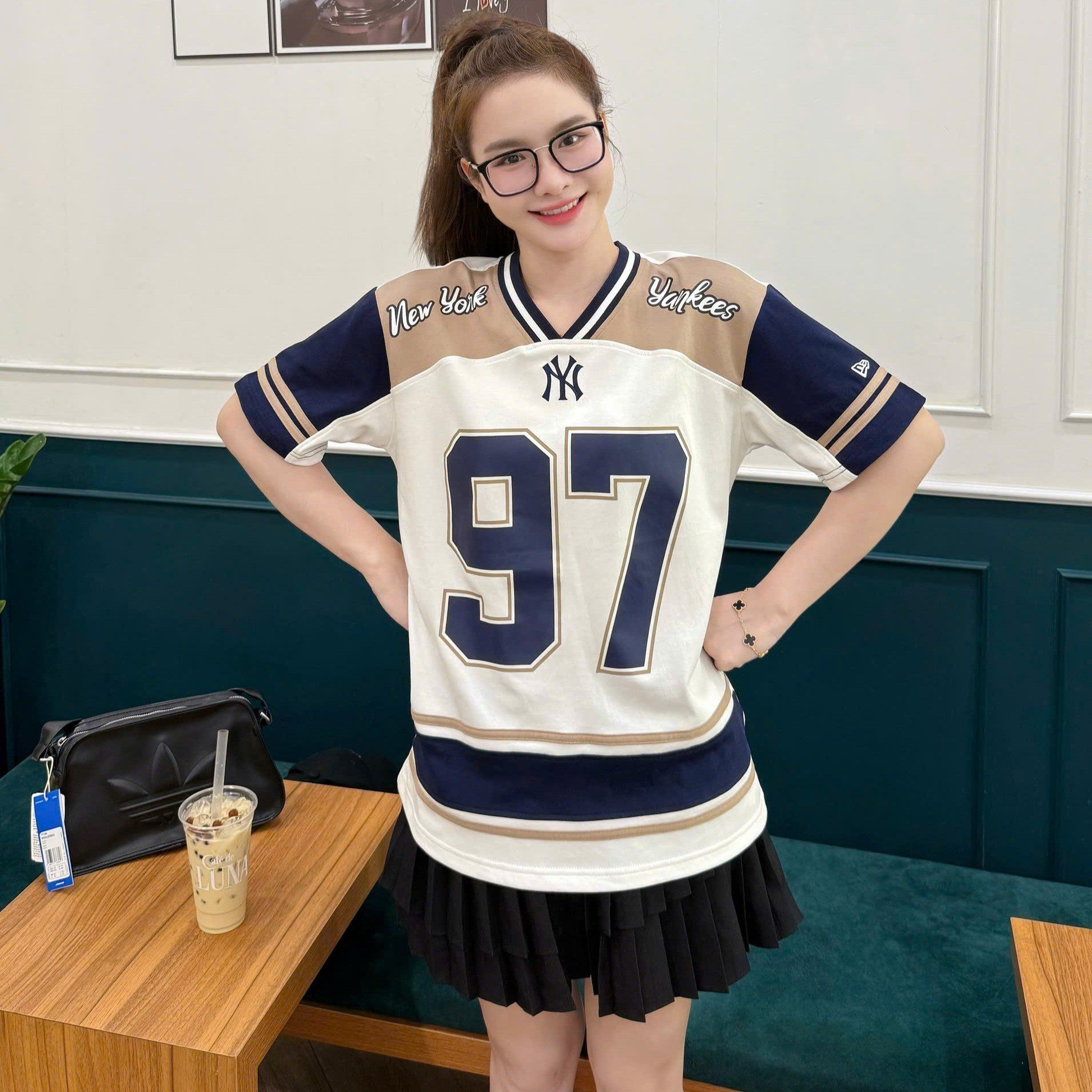  Áo Thun New Era - [Unisex] NY Jersey 97 T-Shirt White/Navy 