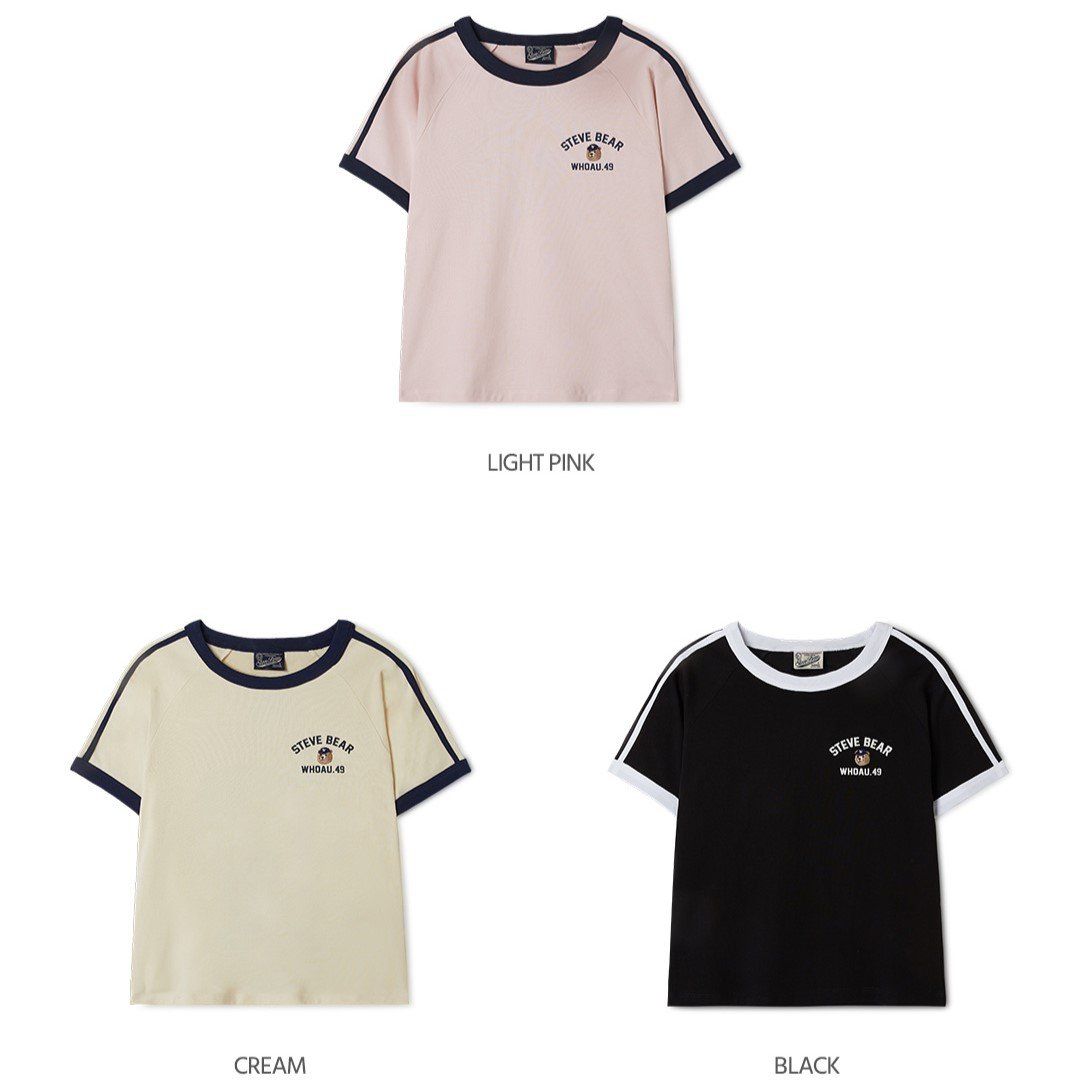  Áo Thun Crop WHOAU [Nữ] - Steve Track Line Ringer T-shirt - WHRAF3753F 