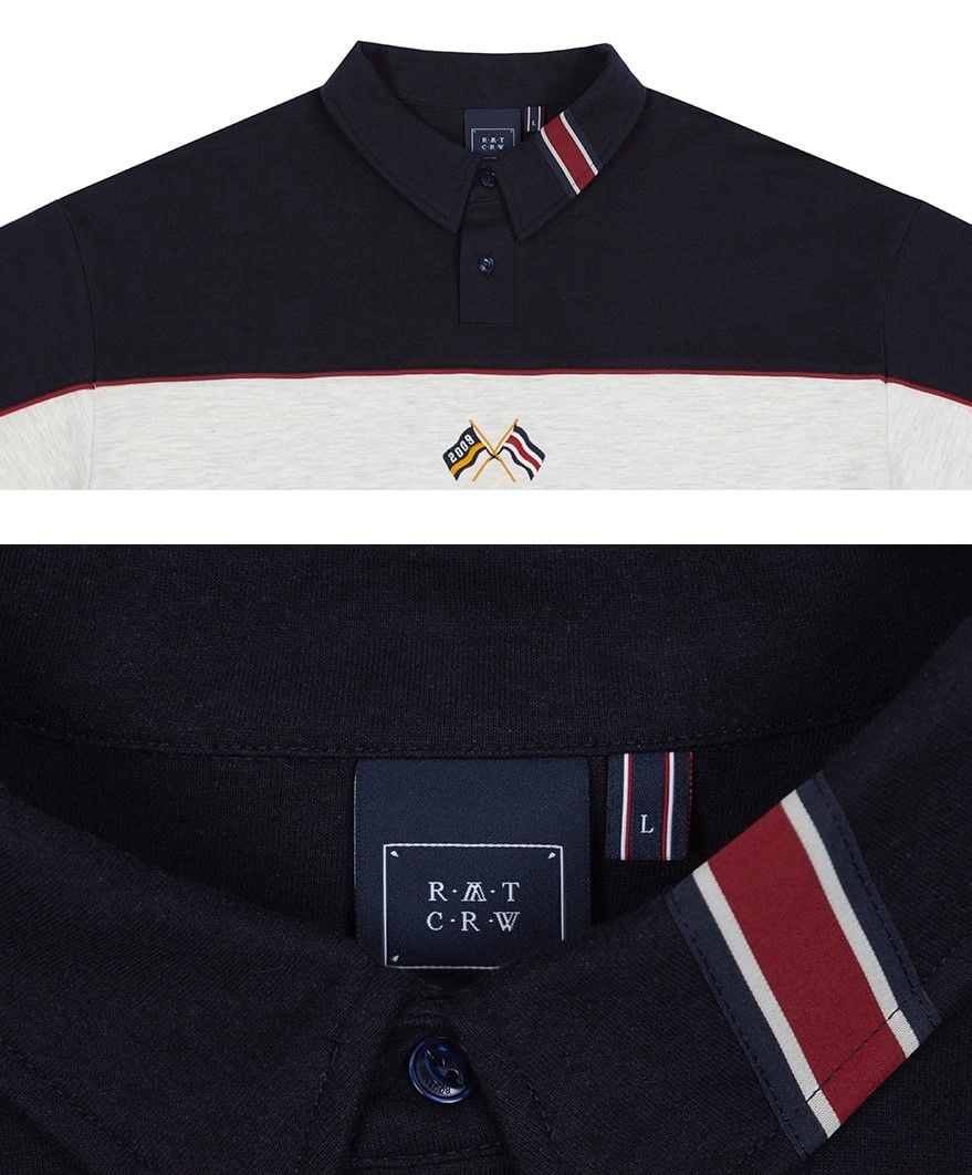  Áo Sweater RMTCRW [ROMANTIC CROWN] - PIPING POLO SHIRT NAVY 