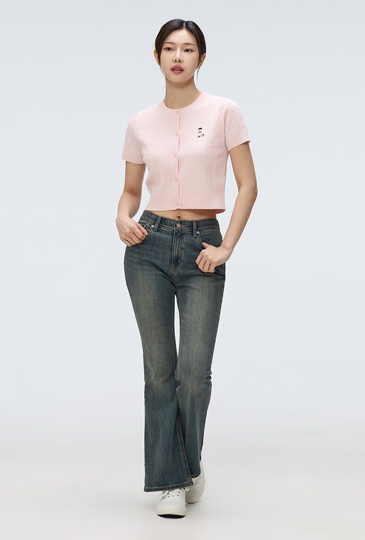  Áo Crop Cardigan WHOAU [Nữ] - (Woody) Cable Crop Cardigan - SPCKF24G51 