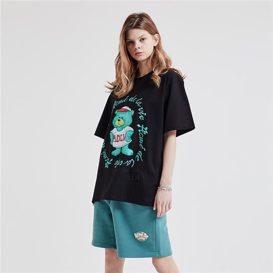  Áo thun - ADLV - Acmé de la vie - ADLV GREEN BEAR SHORT SLEEVE T-SHIRT BLACK 