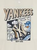  Áo thun MLB - New Year Snake Cartoon Graphic Overfit Short Sleeve T-Shirt NY Yankees Cream - 3ATSQ0251-50CRS 