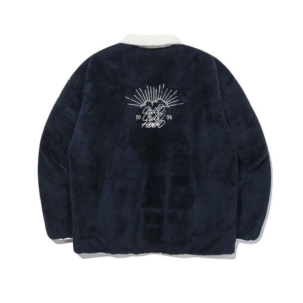  Áo Khoác RMTCRW [ROMANTIC CROWN] - FLEECE BUTTON JACKET NAVY 