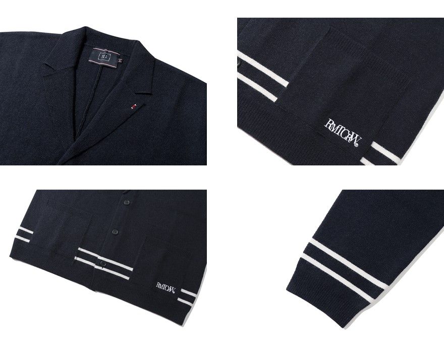  Áo Khoác RMTCRW [ROMANTIC CROWN] -  NOTCHED LAPEL KNIT BLAZER NAVY 
