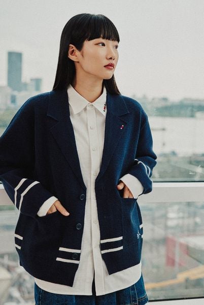  Áo Khoác RMTCRW [ROMANTIC CROWN] -  NOTCHED LAPEL KNIT BLAZER NAVY 