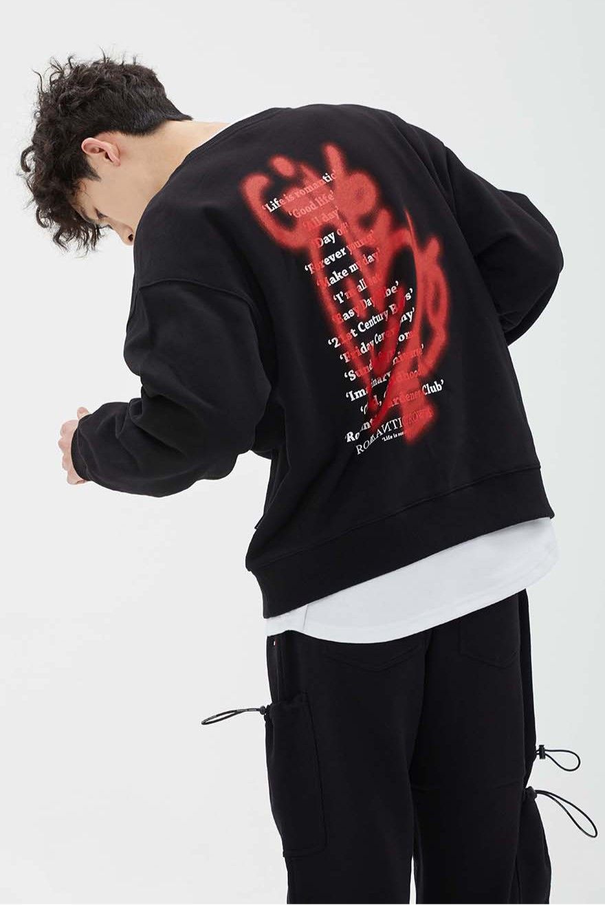  Áo Sweater Cardigan RMTCRW [ROMANTIC CROWN] -  GIVE LOVE SWEAT SHIRT BLACK 