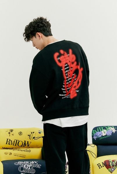  Áo Sweater Cardigan RMTCRW [ROMANTIC CROWN] -  GIVE LOVE SWEAT SHIRT BLACK 