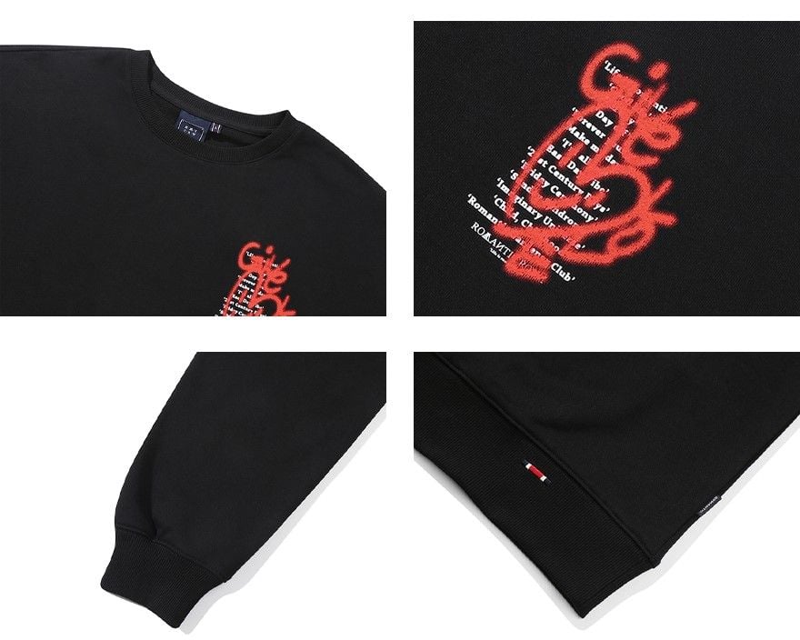  Áo Sweater Cardigan RMTCRW [ROMANTIC CROWN] -  GIVE LOVE SWEAT SHIRT BLACK 