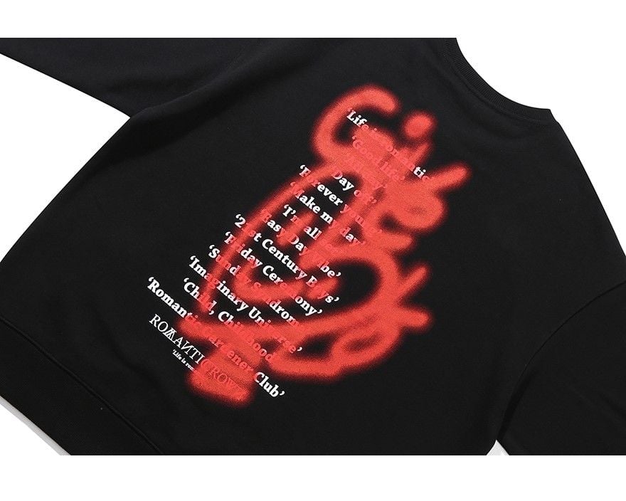  Áo Sweater Cardigan RMTCRW [ROMANTIC CROWN] -  GIVE LOVE SWEAT SHIRT BLACK 