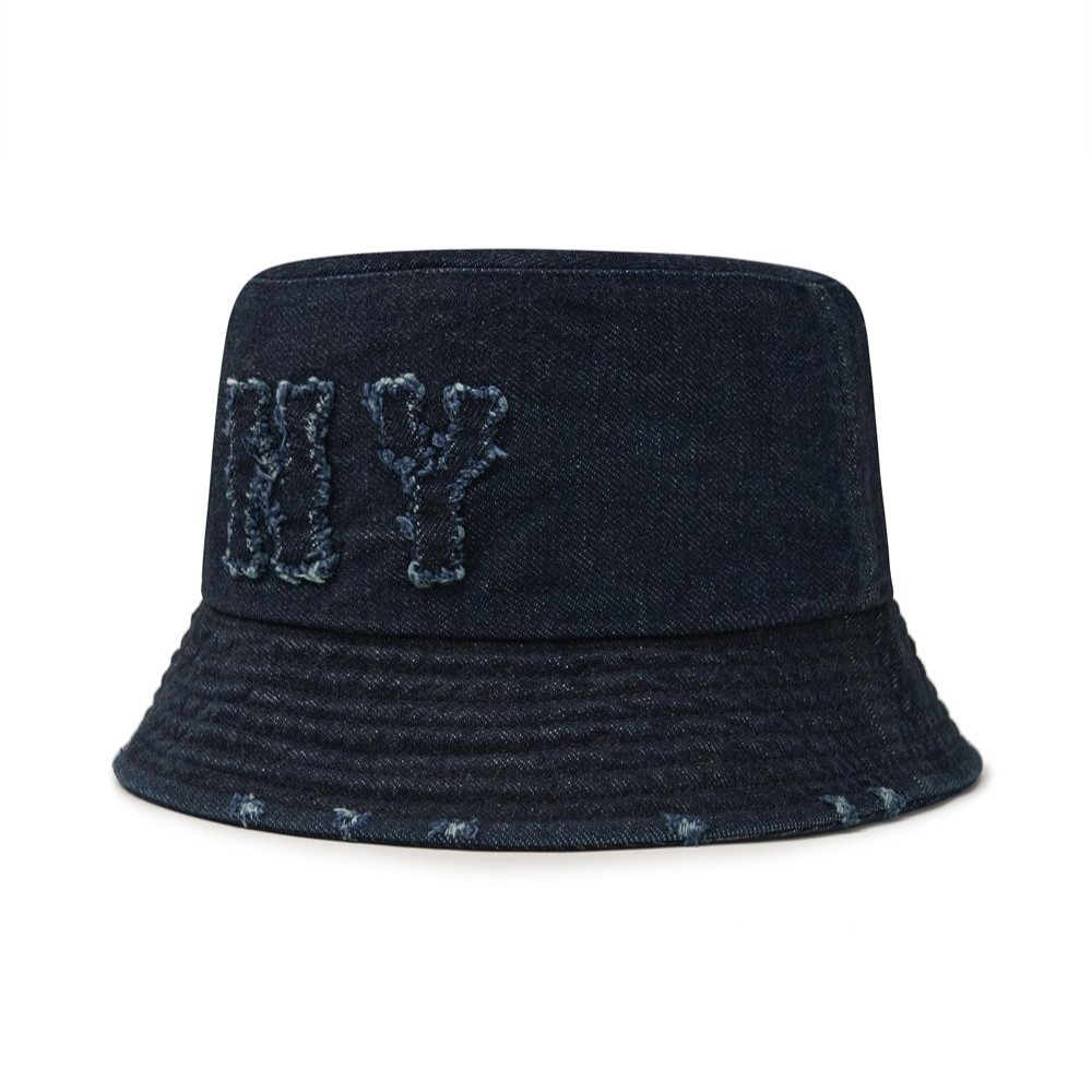 ★MLB Korea★ Basic Coopers Denim Bucket Hat NY LBlue 3AHTDS Denim Coopers Mega Logo New York Yankees Bucket Hat