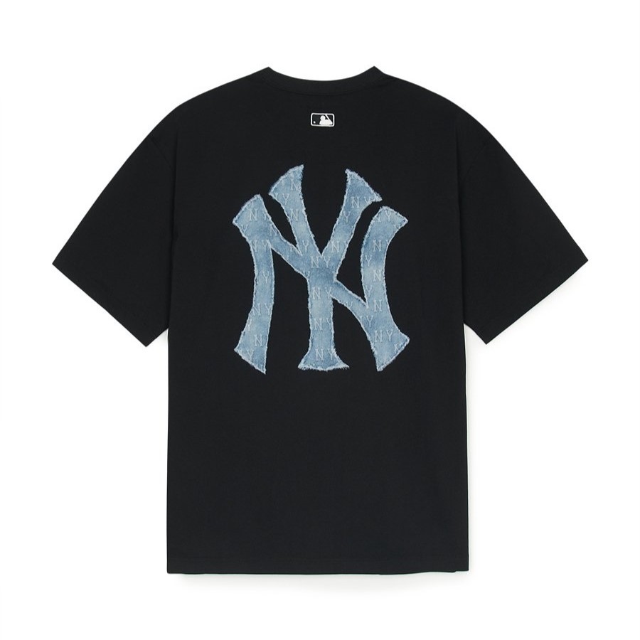 MLB■(W)Denim-Like Monogram T-shirt★送料込 Áo thun MLB Denimlike Monogram NY Yankees - 3ATSM0953-50BKS