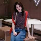  Áo Thun WHOAU [Nữ] - Steve Multi Stripe T-shirt Navy - WHRSF2531F 