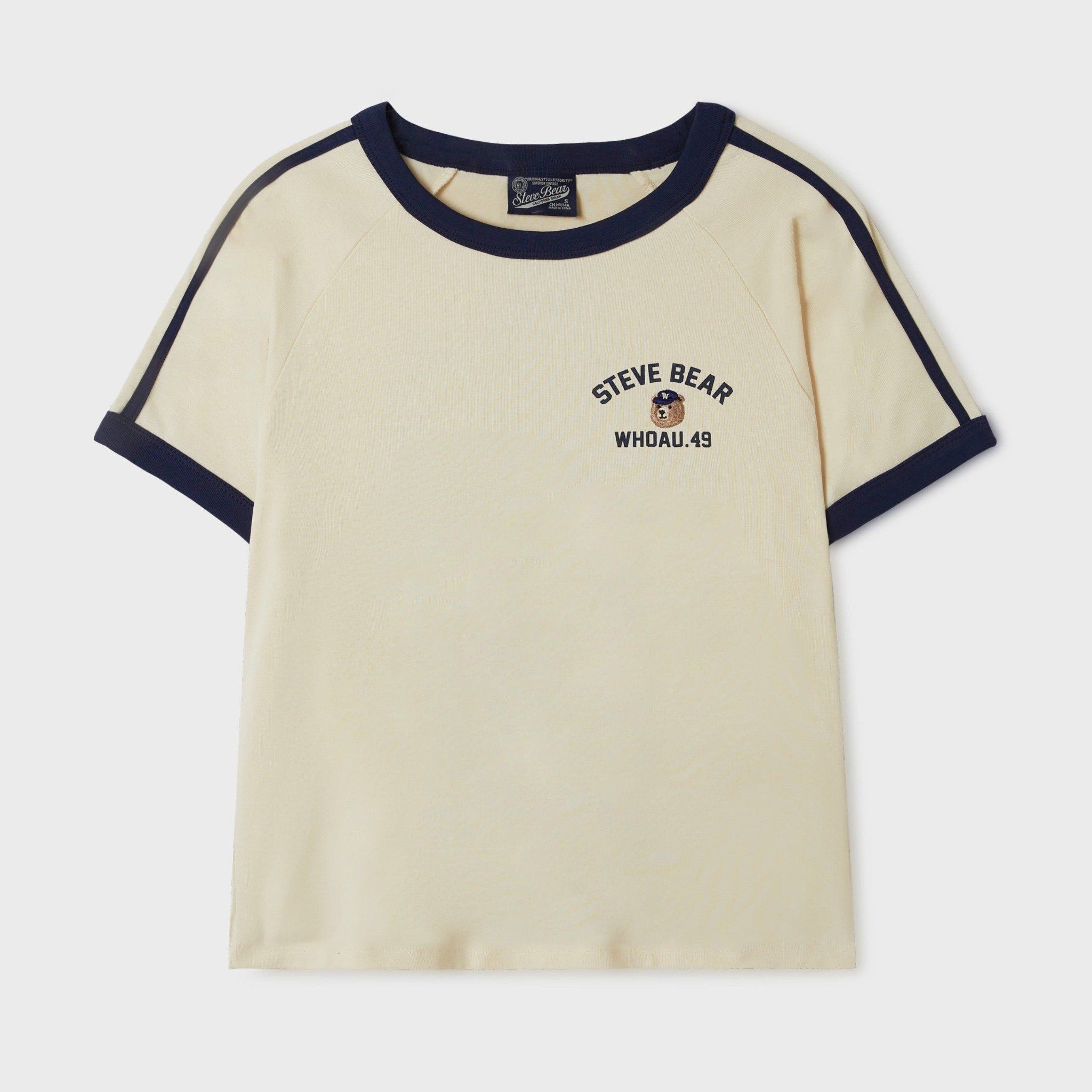  Áo Thun Crop WHOAU [Nữ] - Steve Track Line Ringer T-shirt - WHRAF3753F 