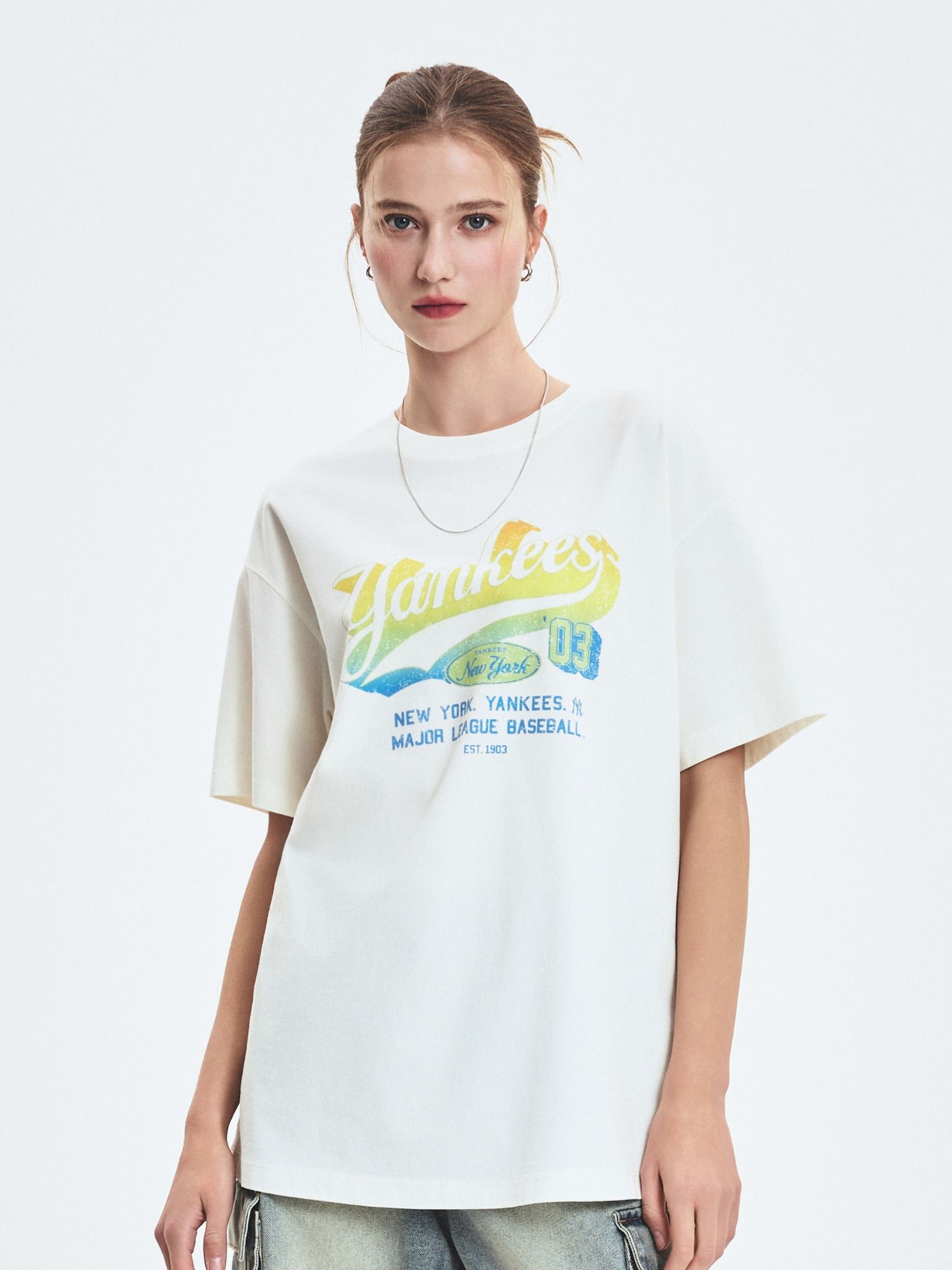  Áo thun MLB [Unisex] Varsity Vintage Washing Graphic Overfit Boston - 3FTSV1053-50CRS 