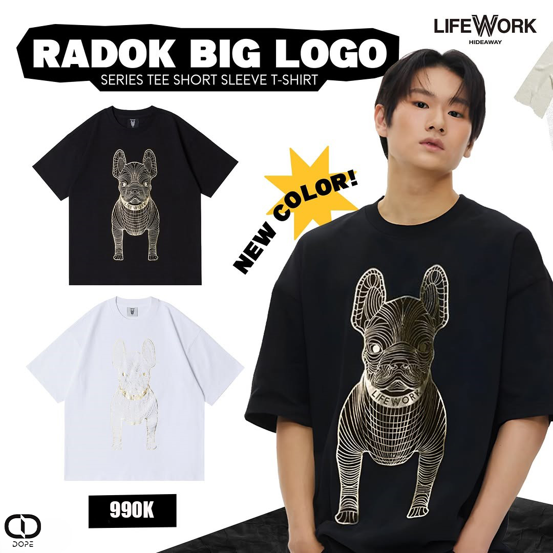  Áo thun Life Work - Gold Big Radog Short Sleeve White T-shirt - LW225TS299 