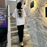  Áo thun Life Work - Checkerboard Hip Dog Short Sleeve White T-Shirt - LW242TS107 