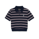  Áo Polo MLB [Nữ] Varsity Stripe Crop Collar T-Shirt NY Yankees - 3FPQV0253-43NYS 