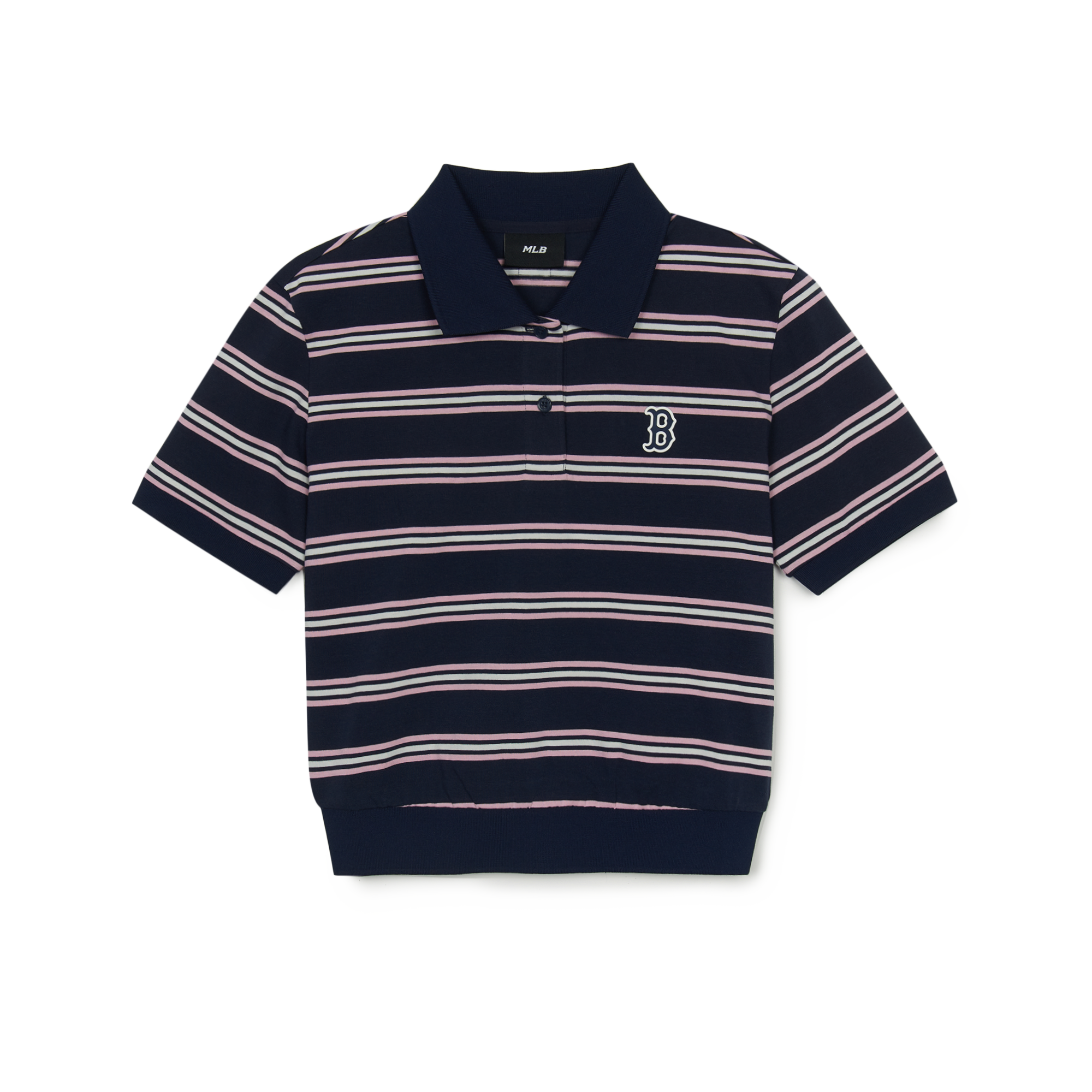  Áo Polo MLB [Nữ] Varsity Stripe Crop Collar T-Shirt NY Yankees - 3FPQV0253-43NYS 