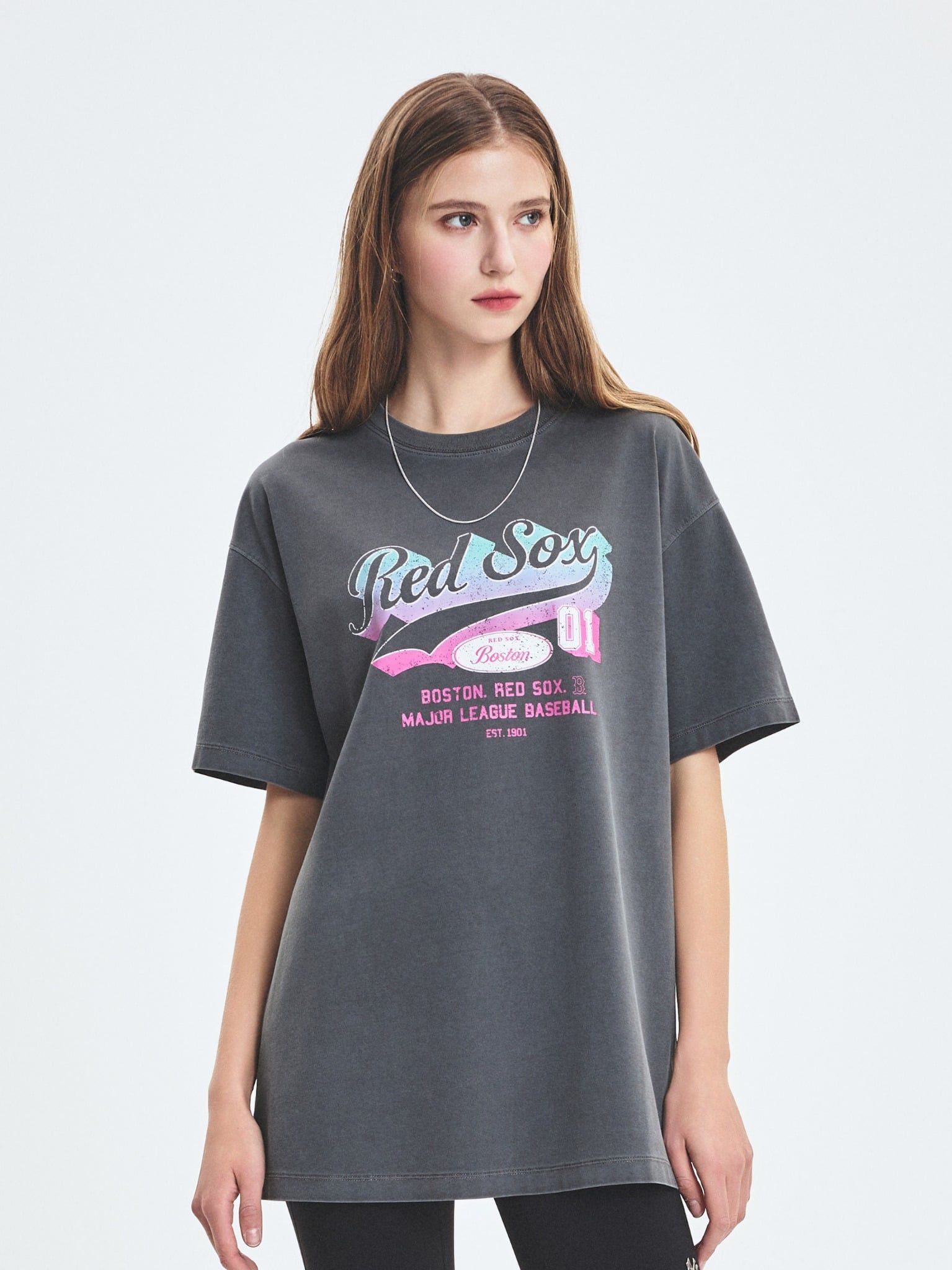  Áo thun MLB [Unisex] Varsity Vintage Washing Graphic Overfit Boston - 3FTSV1053-43CGD 