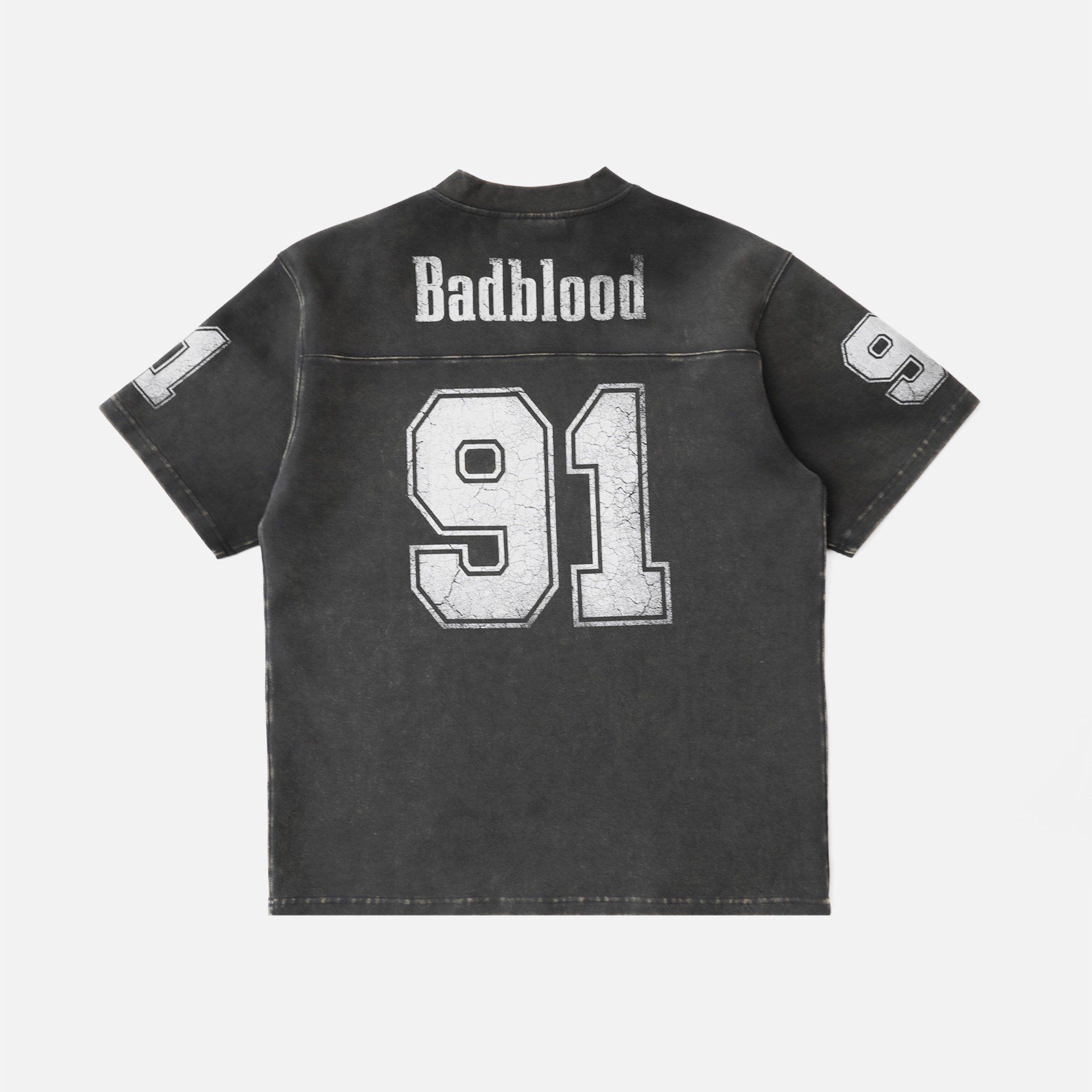  Áo Thun [Unisex] Badblood - 91 Crack Print V-Neck T-Shirt White - w-tee25-051 