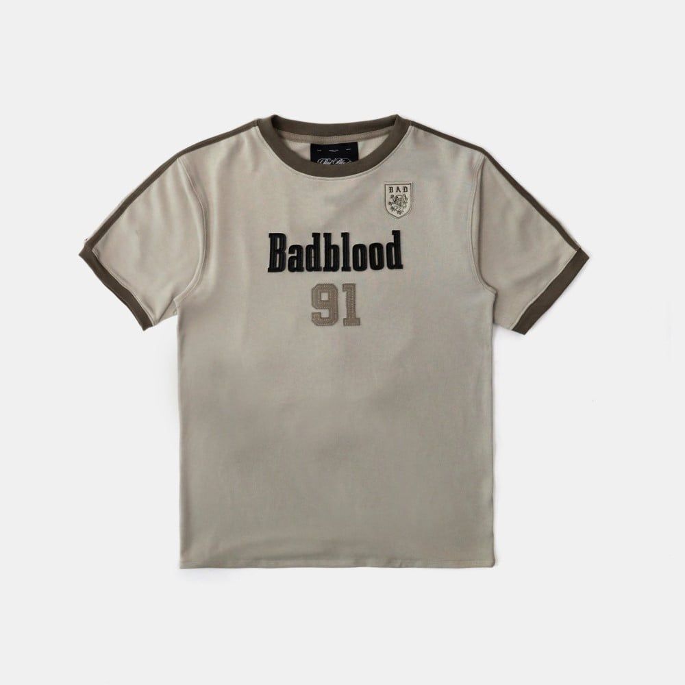  Áo Thun [Unisex] Badblood - [w-tee25-106] Vintage Club Jersey Ringer T-Shirt Tan 
