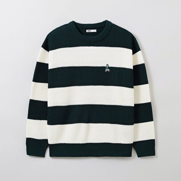  Áo Sweater SPAO [Unisex] - (Woody) Haji Stripe Sweater Black - SPKWE4TC40 