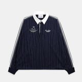  Áo Sweater [Unisex] Badblood - Classic Logo Stripe Rugby Shirt Burgundy - w-sht24-019 