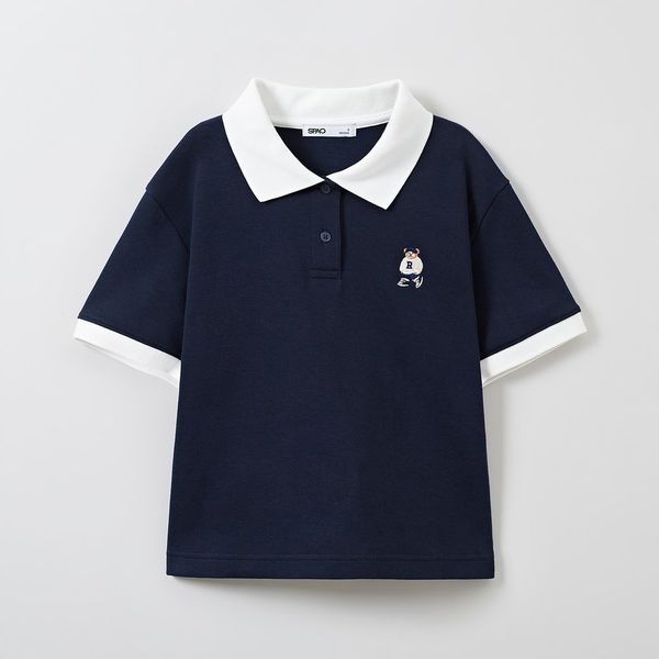 Áo Polo WHOAU [Nữ] - (Woody) Soft Cotton Crop Carat Navy - SPHWE24G51