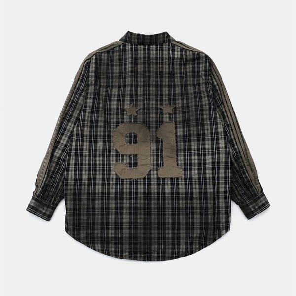 Áo Sơ Mi [Unisex] Badblood - Vintage Billy Check Shirt Large Fit Brown - w-tee25-026 